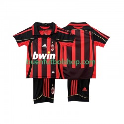 Camiseta de Fútbol AC Milan Retro 2006 2007 Primera Equipación Manga Corta Niño