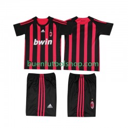 Camiseta de Fútbol AC Milan Retro 2008 2009 Primera Equipación Manga Corta Niño