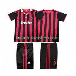 Camiseta de Fútbol AC Milan Retro 2009 2010 Primera Equipación Manga Corta Niño