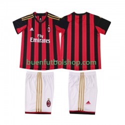 Camiseta de Fútbol AC Milan Retro 2013 2014 Primera Equipación Manga Corta Niño