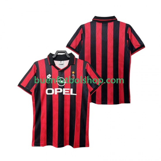 Camiseta de Fútbol AC Milan Retro 1995 1996 Primera Equipación Manga Corta Hombre
