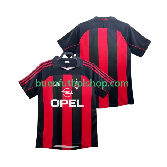 Camiseta de Fútbol AC Milan Retro 2000 2002 Primera Equipación Manga Corta Hombre