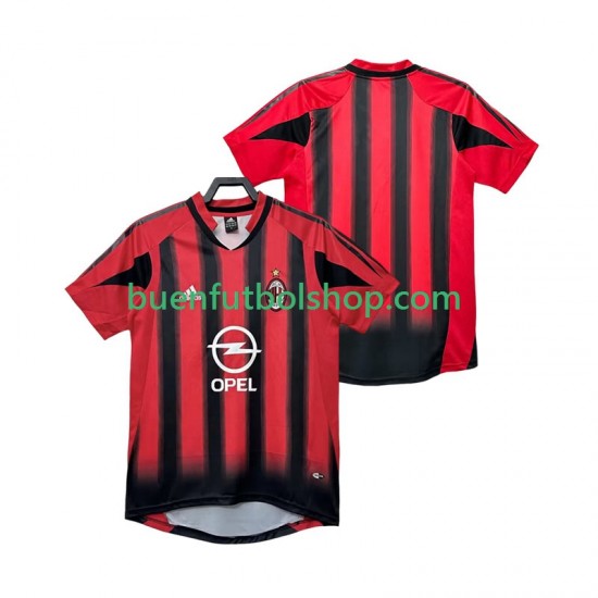 Camiseta de Fútbol AC Milan Retro 2004 2005 Primera Equipación Manga Corta Hombre