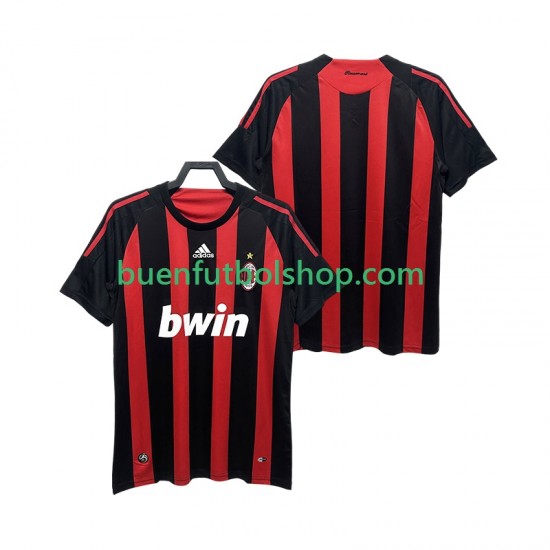 Camiseta de Fútbol AC Milan Retro 2008 2009 Primera Equipación Manga Corta Hombre Camiseta de Fútbol AC Milan Retro 2008 2009 Primera Equipación Manga Corta Hombre