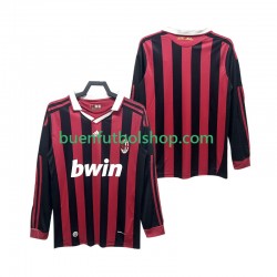 Camiseta de Fútbol AC Milan Retro 2009 2010 Primera Equipación Manga Larga Hombre