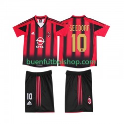Camiseta de Fútbol AC Milan SEEDORF 10 Retro 2004 2005 Primera Equipación Manga Corta Niño