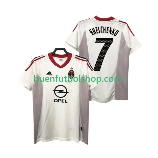 Camiseta de Fútbol AC Milan SHEVCHENKO 7 Retro 2004 2005 Segunda Equipación Manga Corta Hombre