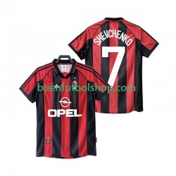 Camiseta de Fútbol AC Milan SHEVCHENKO 7 Retro 1998 1999 Primera Equipación Manga Corta Hombre