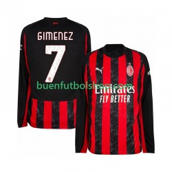Camiseta de Fútbol AC Milan Santiago Gimenez 7 2025-2026 Primera Equipación Manga Larga Hombre