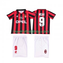 Camiseta de Fútbol AC Milan WEAH 9 Retro 1996 1997 Primera Equipación Manga Corta Niño Camiseta de Fútbol AC Milan WEAH 9 Retro 1996 1997 Primera Equipación Manga Corta Niño