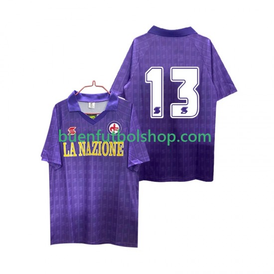 Camiseta de Fútbol ACF Fiorentina 13 Retro 1989 1990 Primera Equipación Manga Corta Hombre