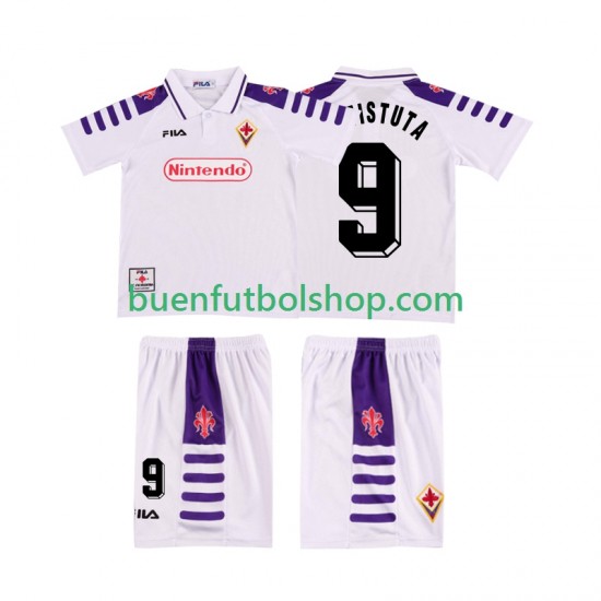 Camiseta de Fútbol ACF Fiorentina BASTUTA 9 Retro 1998 1999 Segunda Equipación Manga Corta Niño