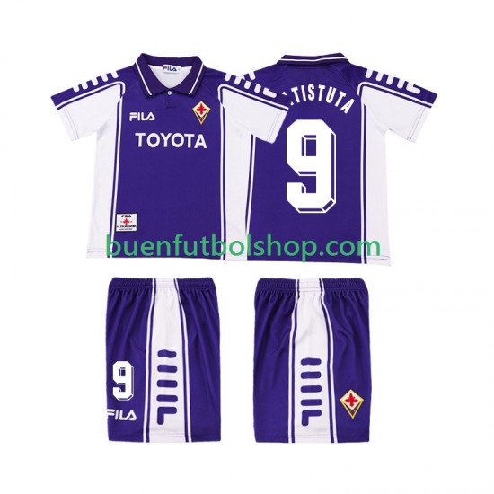 Camiseta de Fútbol ACF Fiorentina BASTUTA 9 Retro 1999 2000 Primera Equipación Manga Corta Niño