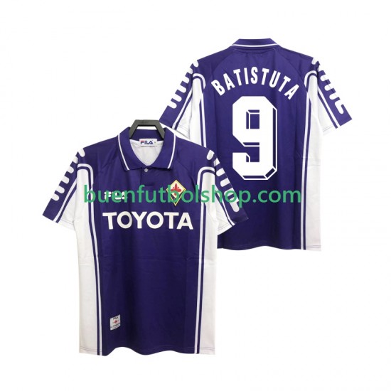 Camiseta de Fútbol ACF Fiorentina BASTUTA 9 Retro 1999 2000 Primera Equipación Manga Corta Hombre