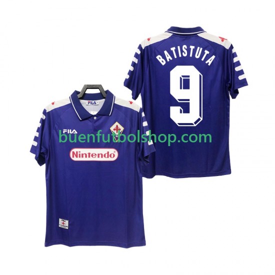 Camiseta de Fútbol ACF Fiorentina BASTUTA 9 Retro 1998 1999 Primera Equipación Manga Corta Hombre