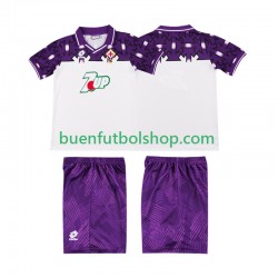 Camiseta de Fútbol ACF Fiorentina Retro 1992 1993 Segunda Equipación Manga Corta Niño