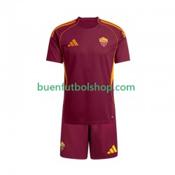 Camiseta de Fútbol AS Roma 2025-2026 Primera Equipación Manga Corta Niño