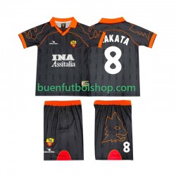 Camiseta de Fútbol AS Roma NAKATA 8 Retro 1999 2000 Segunda Equipación Manga Corta Niño