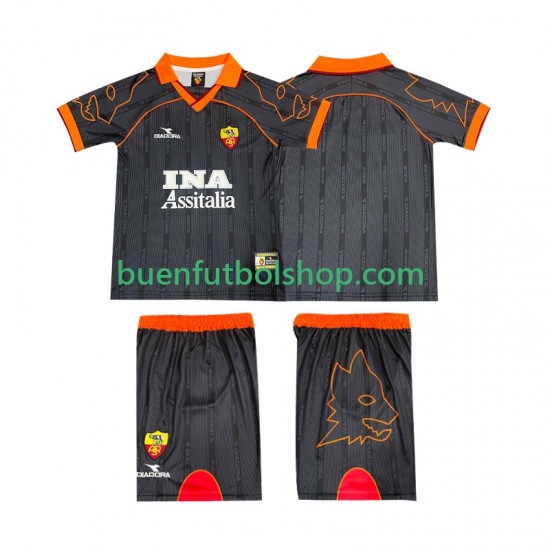 Camiseta de Fútbol AS Roma Retro 1999 2000 Segunda Equipación Manga Corta Niño
