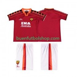 Camiseta de Fútbol AS Roma Retro 1998 1999 Primera Equipación Manga Corta Niño