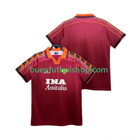 Camiseta de Fútbol AS Roma Retro 1998 1999 Primera Equipación Manga Corta Hombre