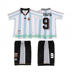 Camiseta de Fútbol Argentina BATISUTA 9 Retro 1998 Primera Equipación Manga Corta Niño
