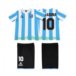 Camiseta de Fútbol Argentina MARADONA 10 Retro 1986 Primera Equipación Manga Corta Niño