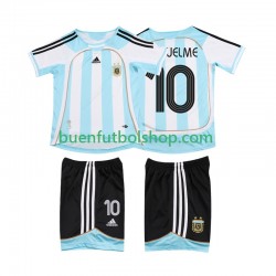 Camiseta de Fútbol Argentina RIQUELME 10 Retro 2006 2007 Primera Equipación Manga Corta Niño