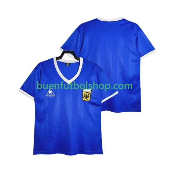 Camiseta de Fútbol Argentina Retro 1986 Segunda Equipación Manga Corta Hombre