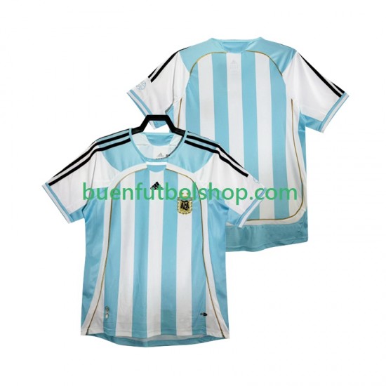 Camiseta de Fútbol Argentina Retro 2014 Primera Equipación Manga Corta Hombre