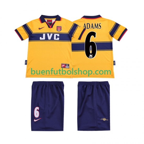 Camiseta de Fútbol Arsenal ADAMS 6 Retro 1997 1999 Segunda Equipación Manga Corta Niño Camiseta de Fútbol Arsenal ADAMS 6 Retro 1997 1999 Segunda Equipación Manga Corta Niño