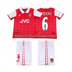 Camiseta de Fútbol Arsenal ADAMS 6 Retro 1994 1996 Primera Equipación Manga Corta Niño