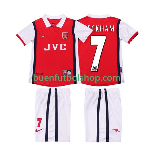Camiseta de Fútbol Arsenal BECKHAM 7 Retro 1998 1999 Primera Equipación Manga Corta Niño Camiseta de Fútbol Arsenal BECKHAM 7 Retro 1998 1999 Primera Equipación Manga Corta Niño