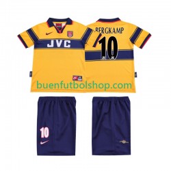 Camiseta de Fútbol Arsenal BERGKAMP 10 Retro 1997 1999 Segunda Equipación Manga Corta Niño