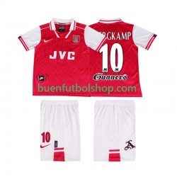Camiseta de Fútbol Arsenal BERGKAMP 10 Retro 1996 1997 Primera Equipación Manga Corta Niño