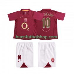 Camiseta de Fútbol Arsenal BERGKAMP 10 Retro 2005 2006 Primera Equipación Manga Corta Niño