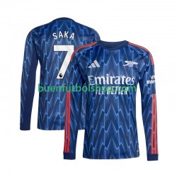 Camiseta de Fútbol Arsenal Bukayo Saka 7 2025-2026 Segunda Equipación Manga Larga Hombre