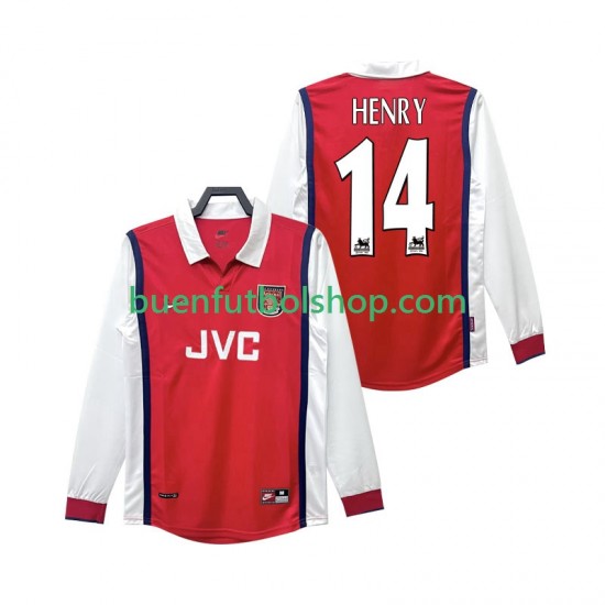 Camiseta de Fútbol Arsenal Henry 14 Retro 1998 1999 Primera Equipación Manga Larga Hombre Camiseta de Fútbol Arsenal Henry 14 Retro 1998 1999 Primera Equipación Manga Larga Hombre