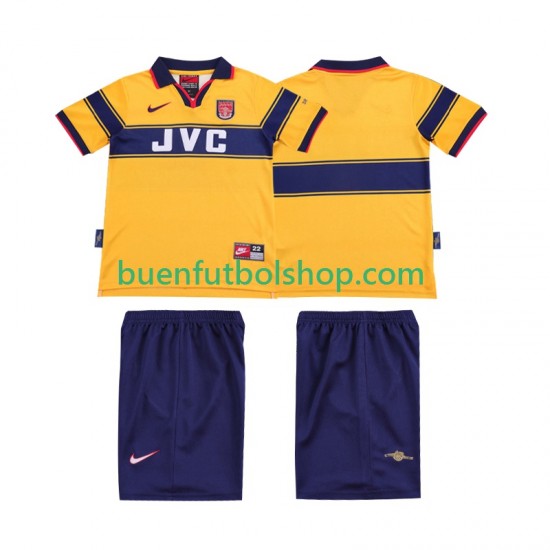 Camiseta de Fútbol Arsenal Retro 1997 1999 Segunda Equipación Manga Corta Niño