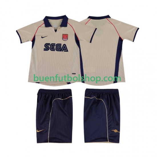 Camiseta de Fútbol Arsenal Retro 2001 2002 Segunda Equipación Manga Corta Niño
