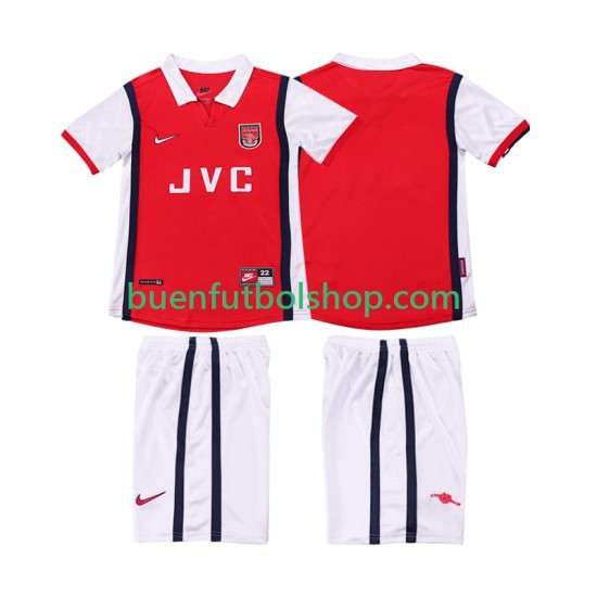 Camiseta de Fútbol Arsenal Retro 1998 1999 Primera Equipación Manga Corta Niño