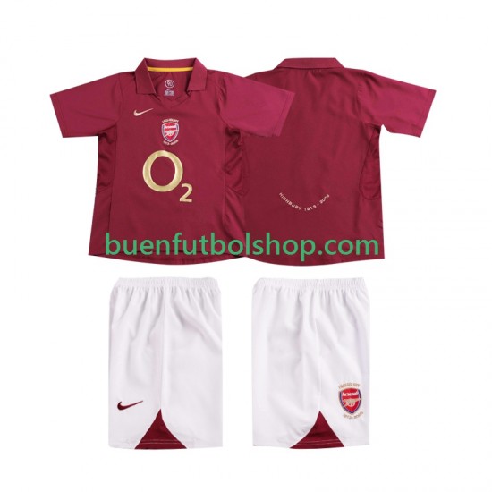 Camiseta de Fútbol Arsenal Retro 2005 2006 Primera Equipación Manga Corta Niño
