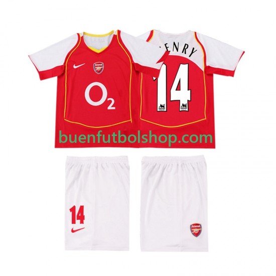 Camiseta de Fútbol Arsenal Thierry Henry 14 Retro 2004 2005 Primera Equipación Manga Corta Niño