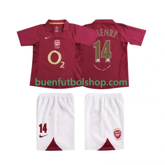 Camiseta de Fútbol Arsenal Thierry Henry 14 Retro 2005 2006 Primera Equipación Manga Corta Niño