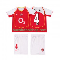 Camiseta de Fútbol Arsenal VIEIRA 4 Retro 2004 2005 Primera Equipación Manga Corta Niño