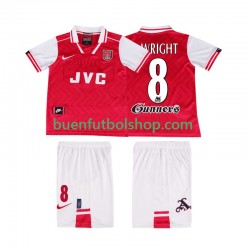 Camiseta de Fútbol Arsenal WRIGHT 8 Retro 1996 1997 Primera Equipación Manga Corta Niño