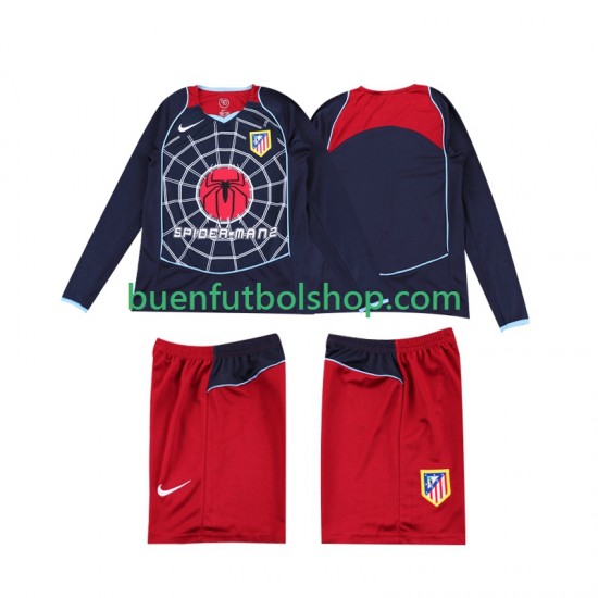 Camiseta de Fútbol Atlético Madrid Retro 2004 2005 Segunda Equipación Manga Larga Niño Camiseta de Fútbol Atlético Madrid Retro 2004 2005 Segunda Equipación Manga Larga Niño