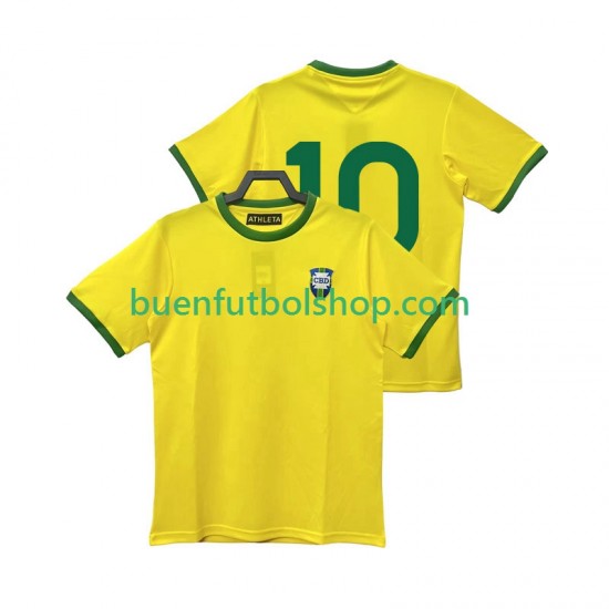 Camiseta de Fútbol Brasil 10 Retro 1970 Primera Equipación Manga Corta Hombre