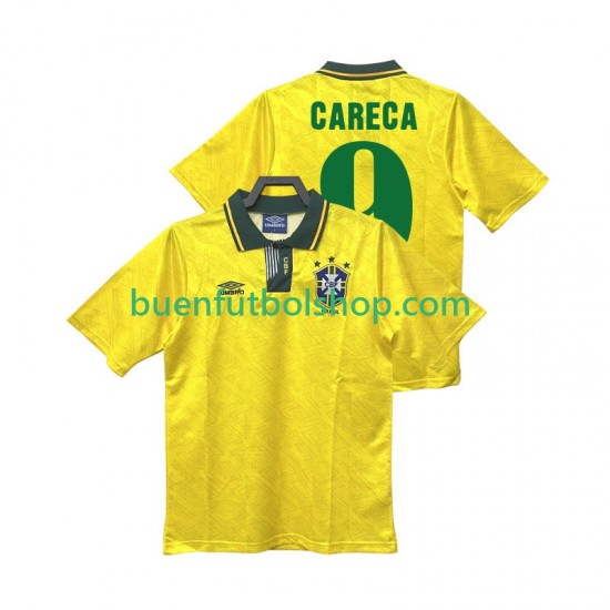 Camiseta de Fútbol Brasil CARECA 9 Retro 1991 1993 Primera Equipación Manga Corta Hombre