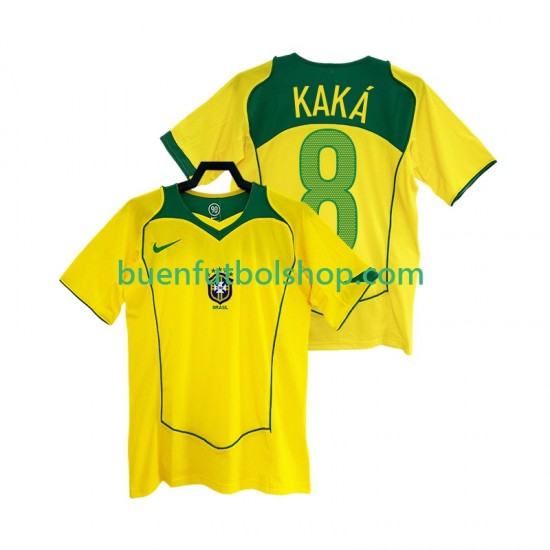 Camiseta de Fútbol Brasil KAKA 8 Retro 2004 Primera Equipación Manga Corta Hombre